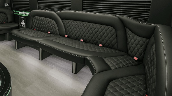 Interior of Charter Bus Company Portland's 14 Passenger Sprinter Limousine in Portland