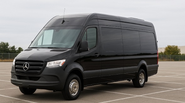 Exterior of Charter Bus Company Tigard's 14 Passenger Sprinter Limousine in Tigard