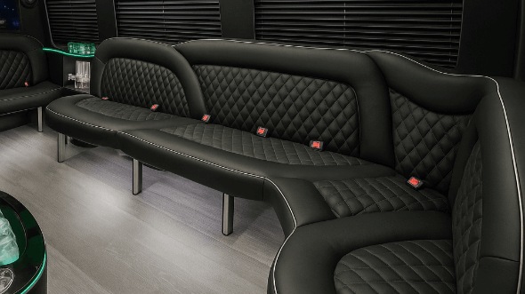 Interior of Charter Bus Company Hillsboro's 15 Passenger Party Bus in Hillsboro