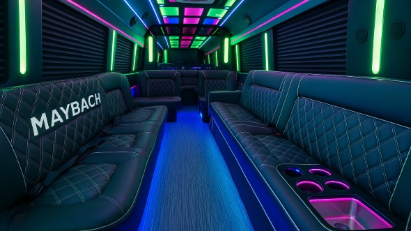 Interior of Charter Bus Company Albany's 25 Passenger Party Bus in Albany
