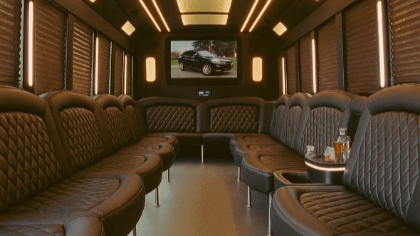 Interior of Charter Bus Company Hillsboro's 30 Passenger Party Bus in Hillsboro