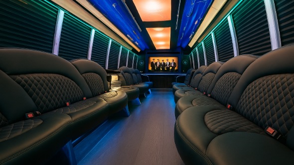 gresham 50 passenger party bus interior
